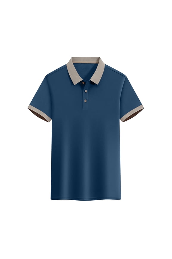 Work Shirts for Men Short Sleeve Button Lapel V Neck Lightweight Casual Office Tee Shirts Summer