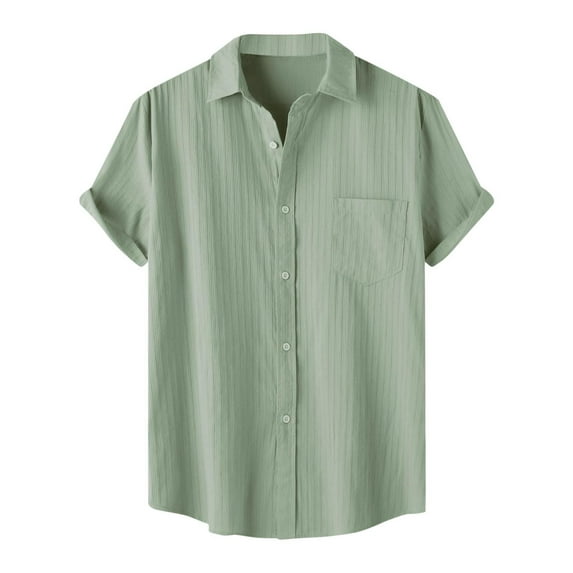 Dagugfen Work Shirts for Men Short Sleeve Button down Loose Solid Color Office Casual Shirts with Pocket