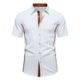 thumbnail image 1 of Dagugfen Work Shirts for Men Summer Short Sleeve Button up Shirts Strip Slim Casual Office Tops Fashion, 1 of 6