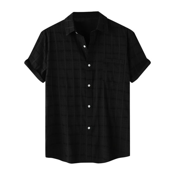 Dagugfen Work Tops for Men Button up Short Sleeve V Neck Loose Summer Solid Color Casual Beach Shirts