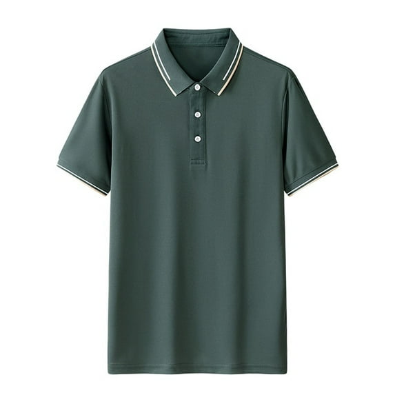 Dagugfen Work Tops for Men Short Sleeve Button Lapel V Neck Lightweight Casual Office Tee Shirts Summer