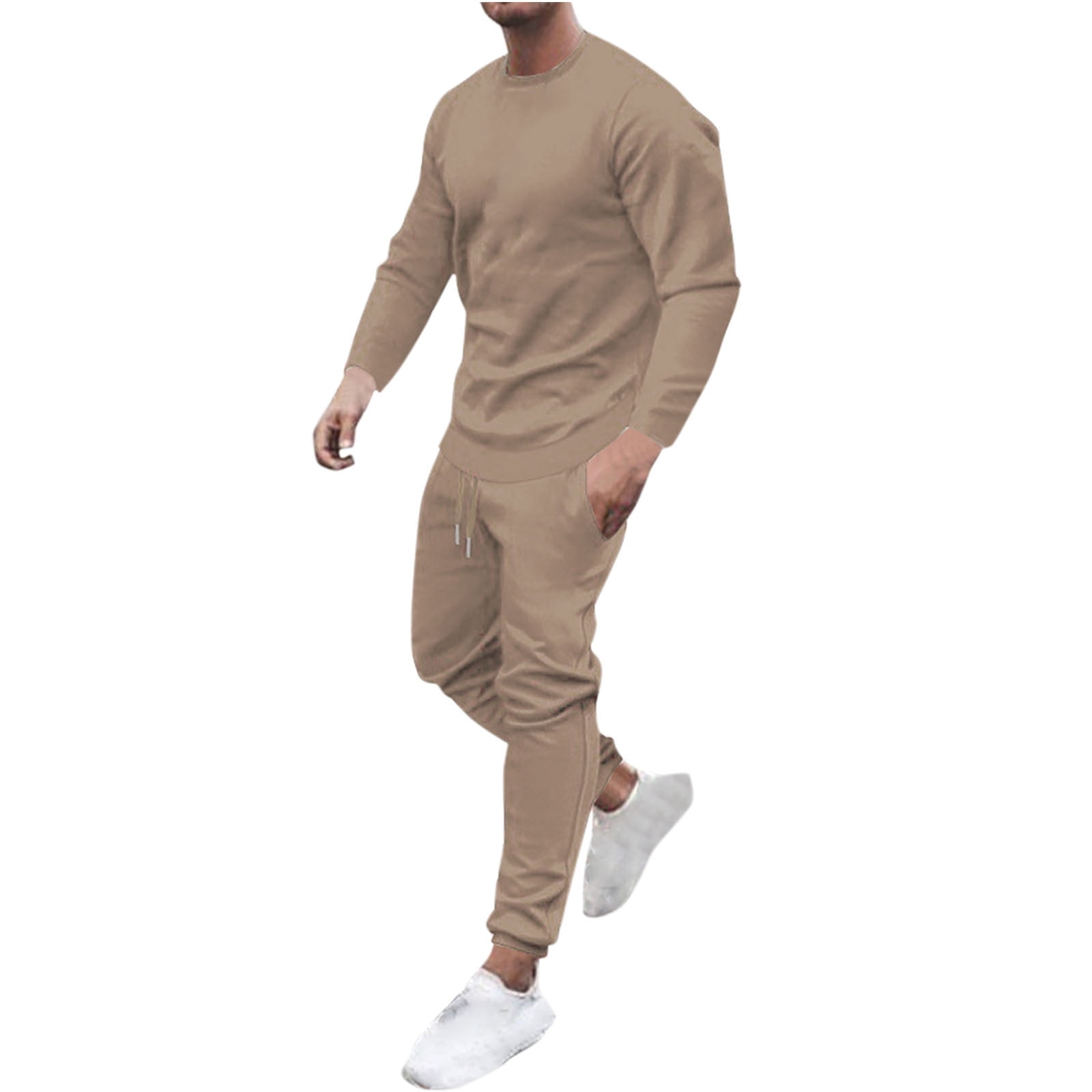Dagugfen Workout Sets for Men 2 Piece Elastic Waist Pants Crew Neck ...