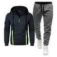 thumbnail image 1 of Dagugfen Workout Sets for Men 2 Piece Gray Sweatpants Long Sleeve Half Zip Hoodie Shirts Loose Sports Outfits, 1 of 2