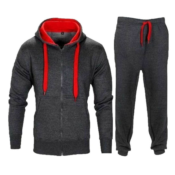 Dagugfen Workout Sets for Men Sweatsuit Zip up Long Sleeve Sweatshirts with Hood Jogger Sweatpants Athletic Sets