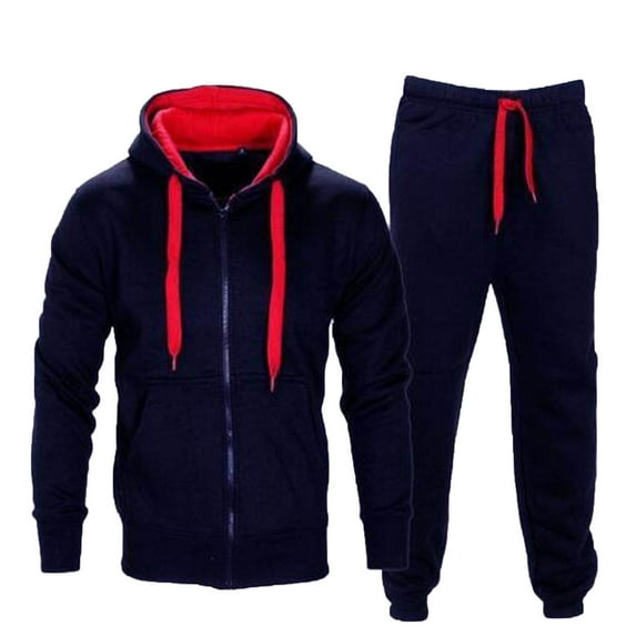 Dagugfen Workout Sets for Men Sweatsuit Zip up Long Sleeve Sweatshirts with Hood Jogger Sweatpants Athletic Sets