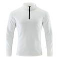 thumbnail image 1 of Dagugfen Workout Shirts for Men Fall Zipper V Neck Long Sleeve Tight Comfy Sports Training Gym Tops, 1 of 8