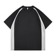 thumbnail image 1 of Dagugfen Workout Shirts for Men Oversize Short Sleeve Crew Neck Loose Breathable Color Block Athletic Tops, 1 of 5