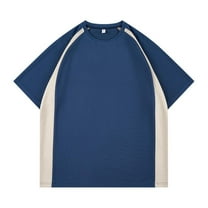 Dagugfen Workout Shirts for Men Oversize Short Sleeve Crew Neck Loose Breathable Color Block Athletic Tops