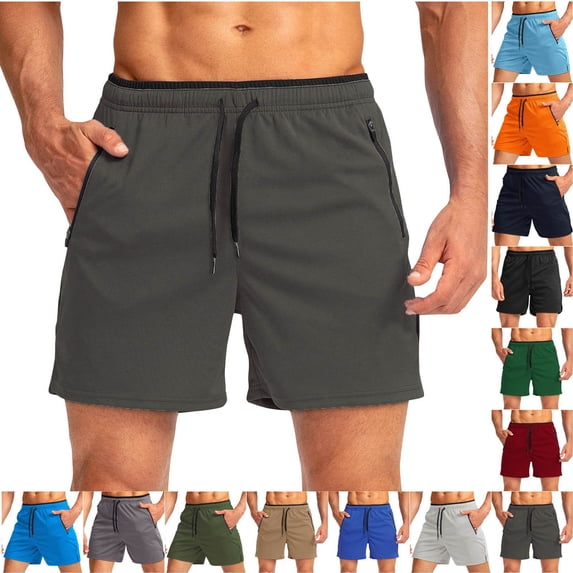 Dagugfen Workout Shorts for Men Loose Lightweight Breathable Drawstring Athletic Shorts with Zipper Pockets