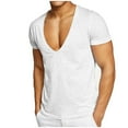thumbnail image 1 of Dagugfen Workout T Shirts for Men Deep V Neck Short Sleeve Cotton Breathable Gym Athletic Tee Shirt Tops, 1 of 5