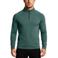thumbnail image 1 of Dagugfen Workout Tops for Men Long Sleeve Quarter Zip Stand Neck Stretchy Spandex Quick Drying Athletic Running Shirts, 1 of 7