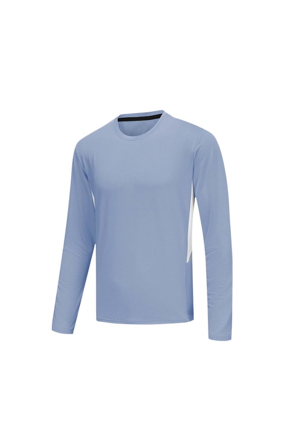 Workout Tops for Men Long Sleeve Tight Crew Neck Base Layer Leisure Running Athletic Tops