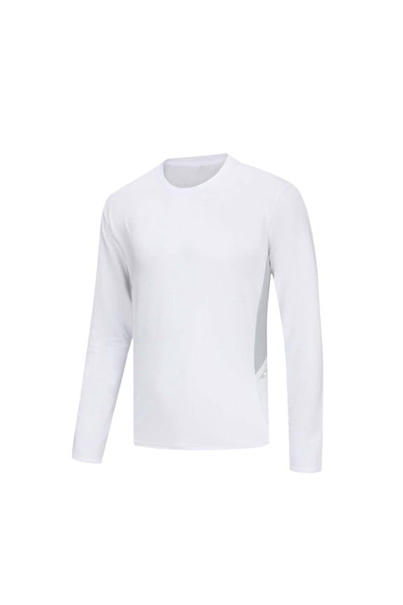 Workout Tops for Men Long Sleeve Tight Crew Neck Base Layer Leisure Running Athletic Tops