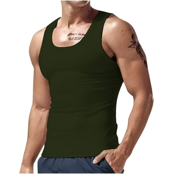Dagugfen Workout Tops for Men Sleeveless Round Neck Tight Lightweight Athletic Training Muscle Tank Tops