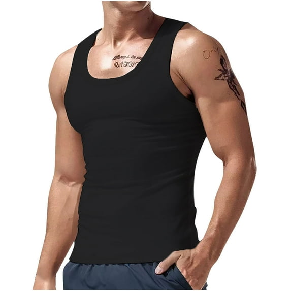 Dagugfen Workout Tops for Men Sleeveless Round Neck Tight Lightweight Athletic Training Muscle Tank Tops