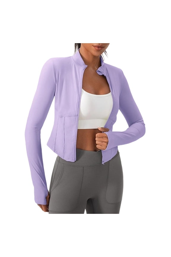 Workout Tops for Women Quick Dry Zipper up Jackets Lightweight Running Tops for Yoga Pilates