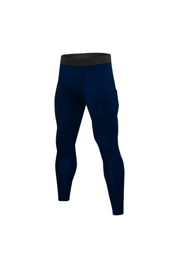 Yoga Pants for Men Legging with Pocket Mid Waist Underpants Base Layer Seamless Tight Thermal Pants