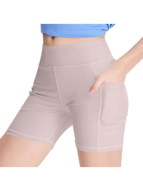 Yoga Shorts for Teen Boys Girls 3" Base Layer Biker Shorts Stretchy Elastic Waist Lightweight Bottom Shorts with Pockets 4-15 Years