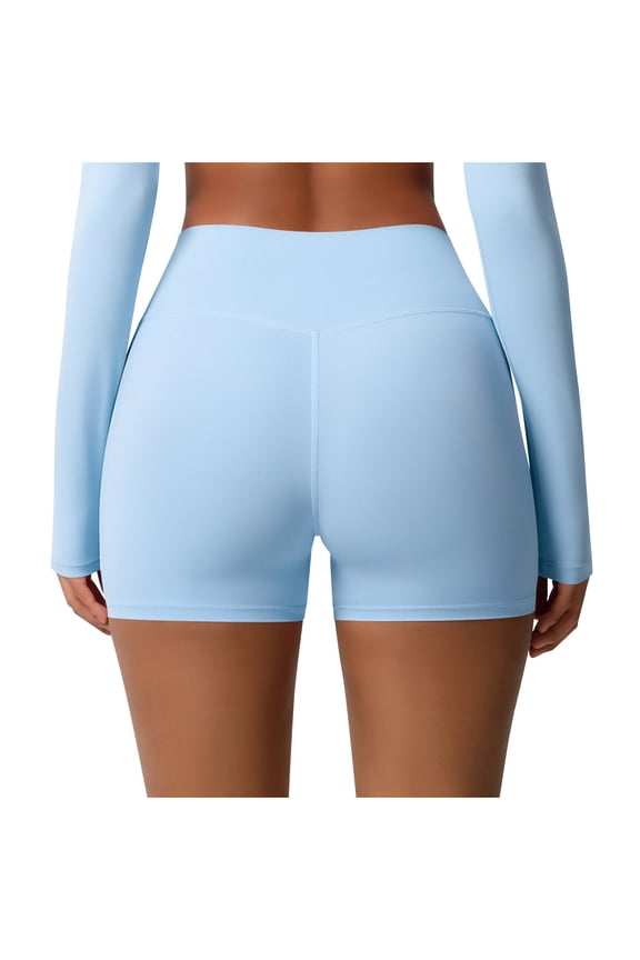 Yoga Shorts for Women Butt Lifting Elastic Waist Stretchy 3" Seamless Slim Fitted Workout Shorts Spandex Gym Athletic Short Pants