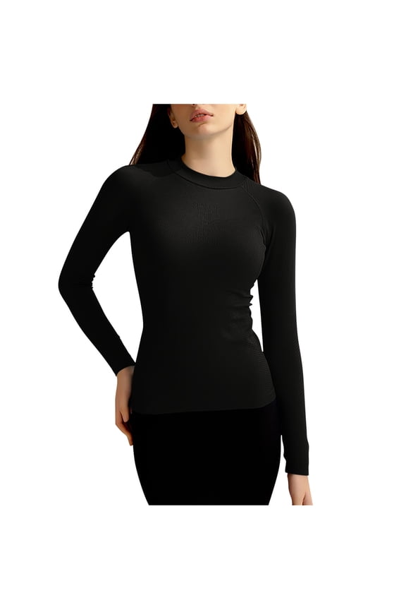 Yoga Tops for Women Long Sleeve Crew Neck Slim Fitted Curvy Stretch Leisure Workout Tops for Pilates