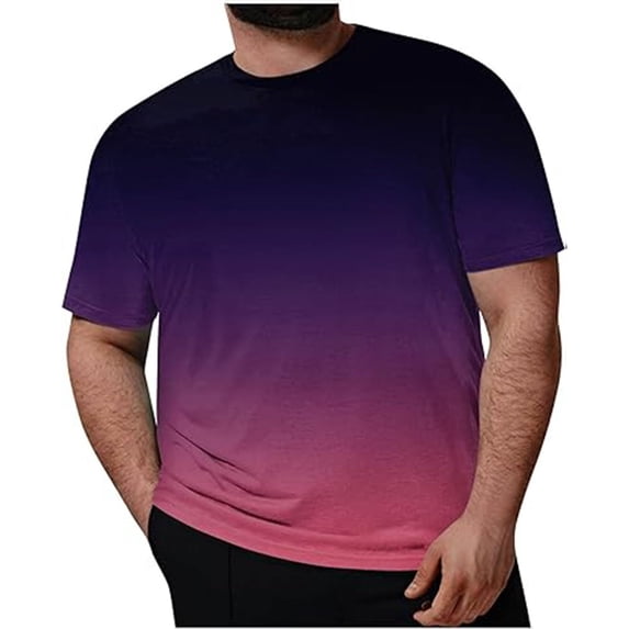 Dagugfen plus size Mens tshirts Short Sleeve crewneck Loose comfy gradient color Casual tee tops summer