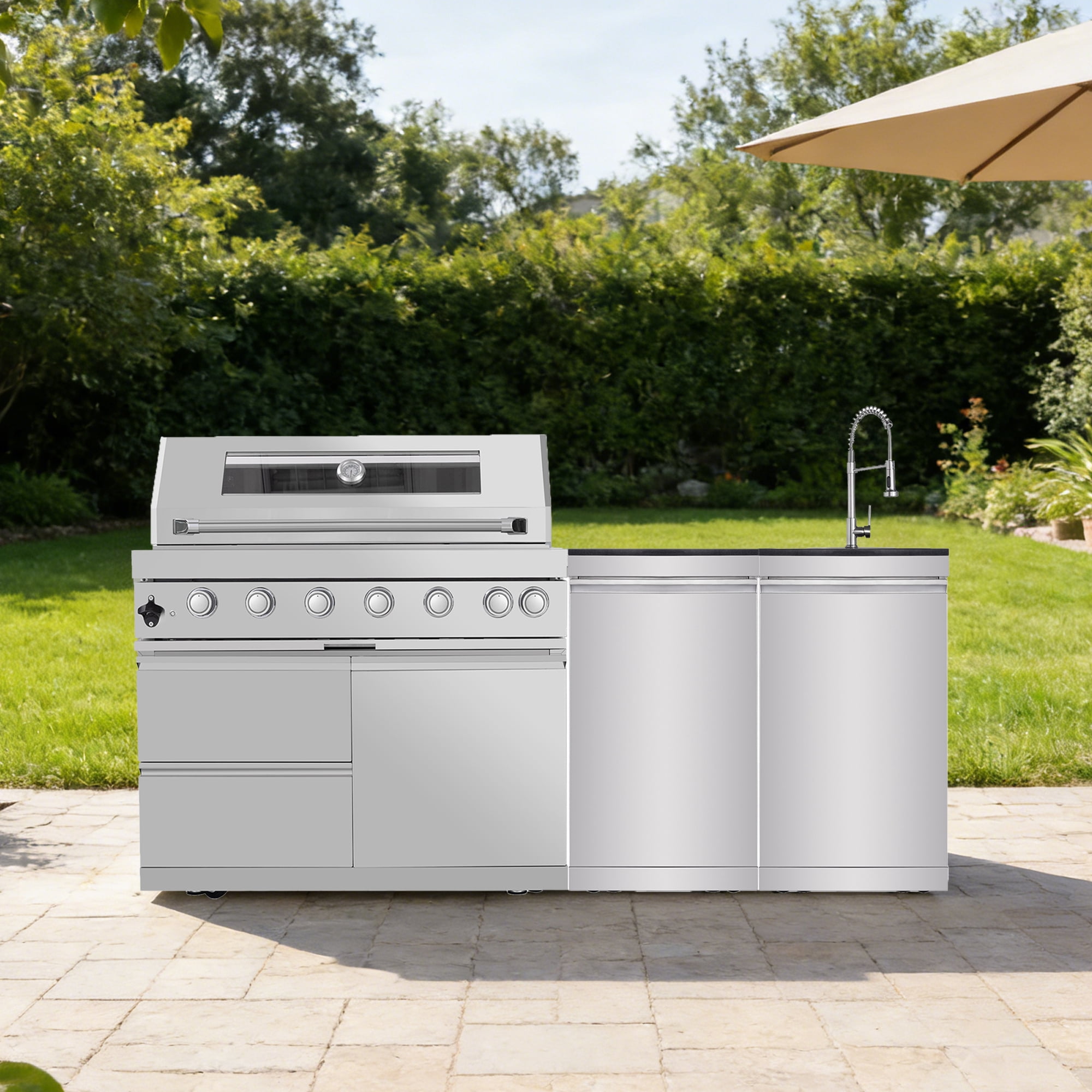 Daheat 43-Inch 6-Burner 85000 BTU Stainless Steel Gas Outdoor Kitchen ...