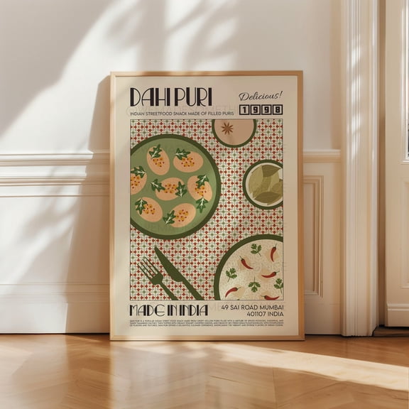 Dahi Puri Indian Food Kitchen Dining Room Kitchen Wall Decor Unframed Paper Print