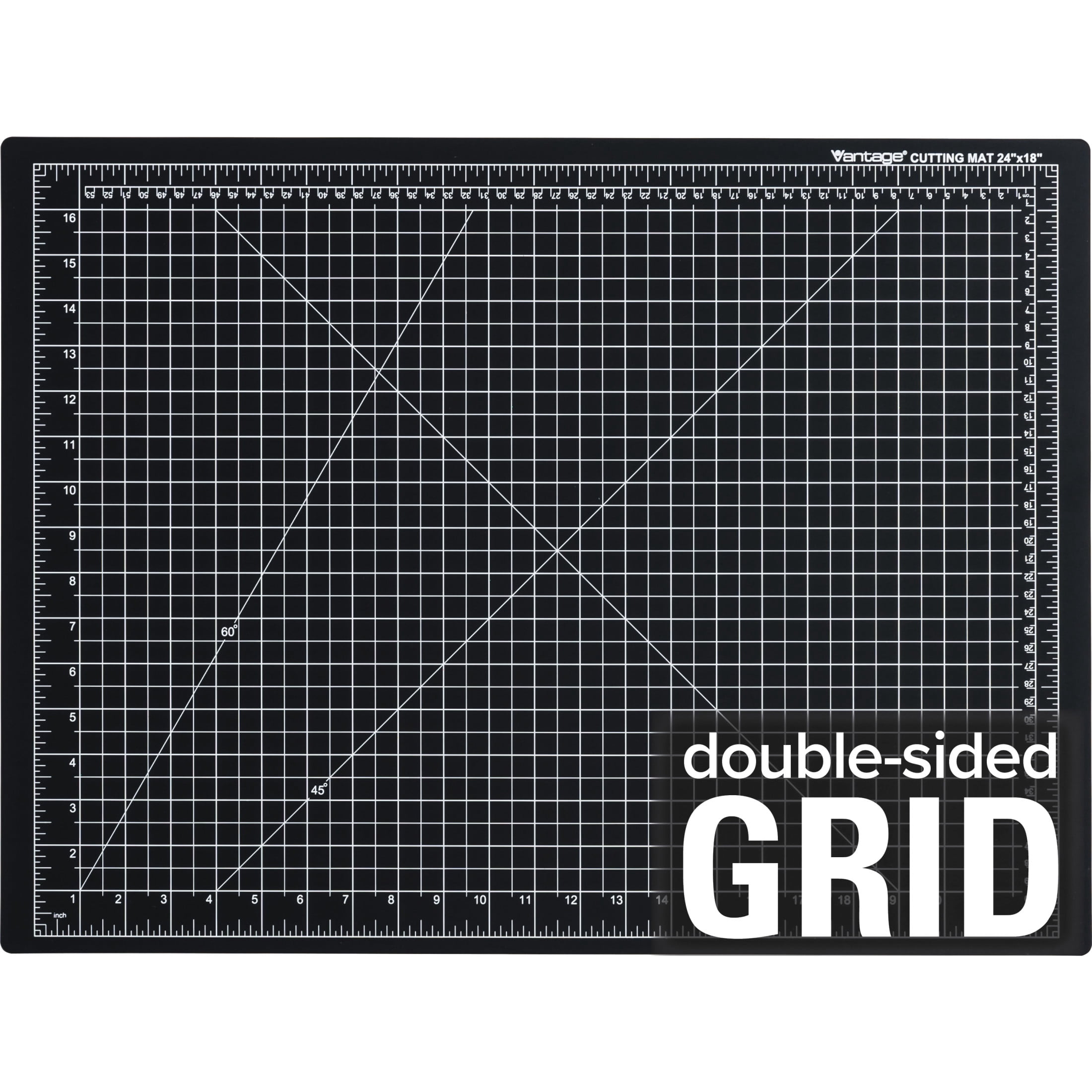 Dahle Vantage 10792 Premium Double-Sided Self-Healing Mat, 18"x24", 1/2" Grid, Perfect for Crafts & Sewing, Double-Sided, Black