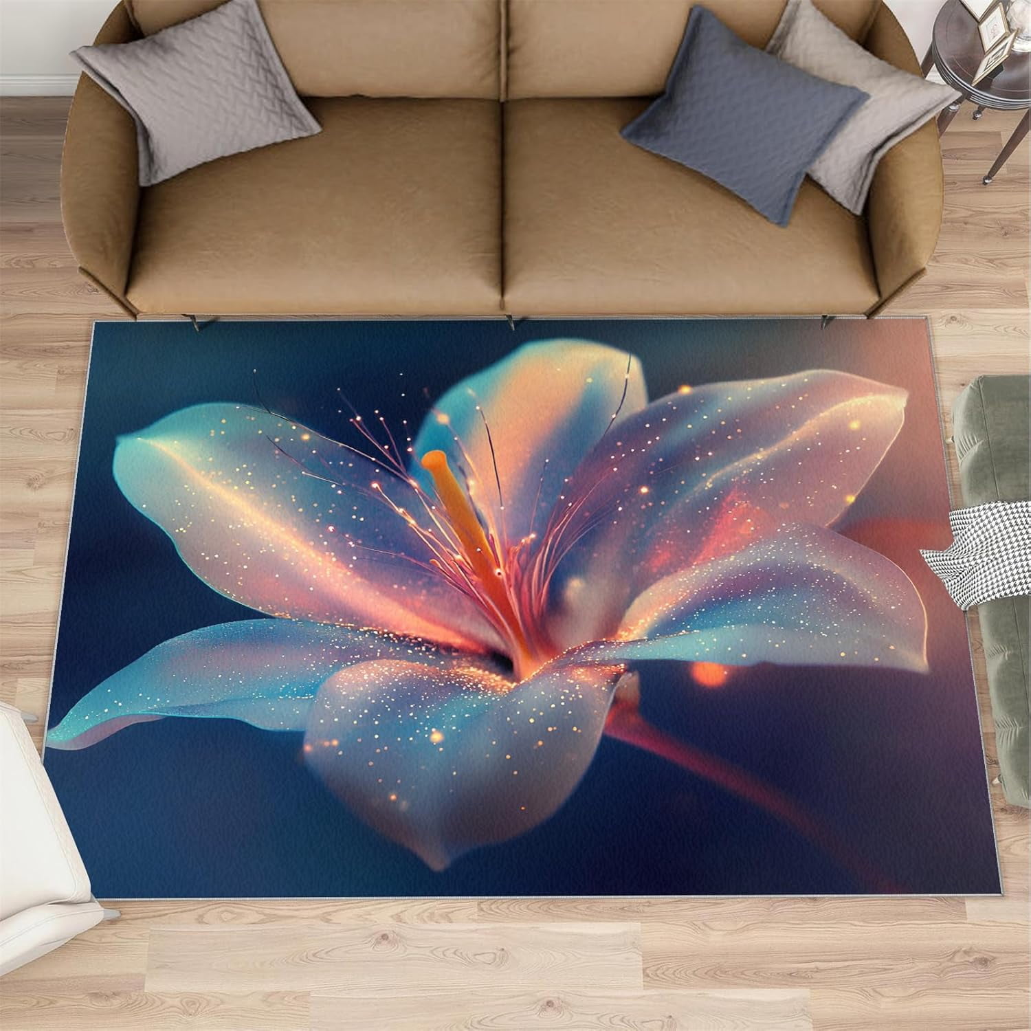 Dahlia Area Rugs,Flower Rugs for Bedroom, Dream Flowers Living Room Rug ...