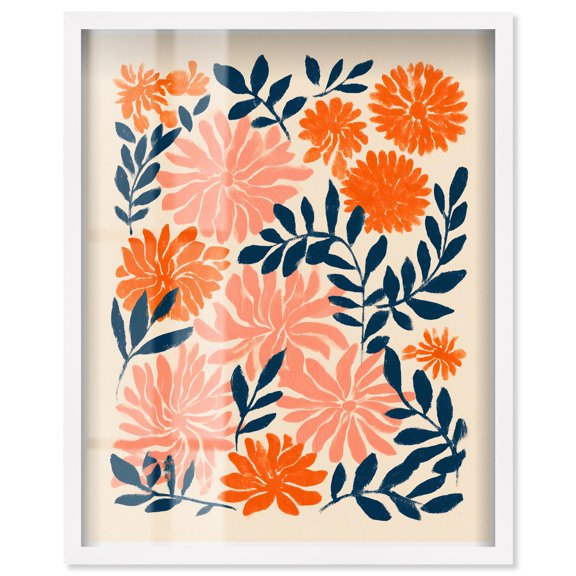 Dahlia Dusk I Shadowbox Print Flower Art Decor by Art Remedy, White Frame, 16 x 20