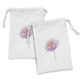 thumbnail image 1 of Dahlia Fabric Pouch Set of 2, Watercolor Flower Pastel Vintage Beauty of Nature Bouquet Paintbrush, Small Drawstring Bag for Toiletries Masks and Favors, 9" x 6", Pale Mauve Purple, by Ambesonne, 1 of 2