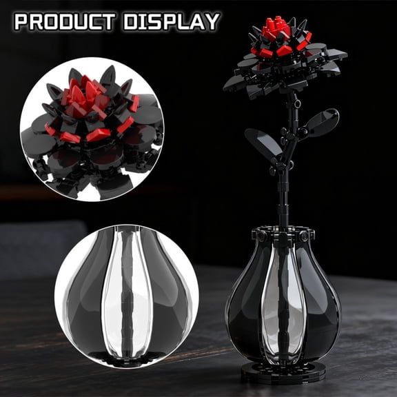 Dahlia Flower Building Set with Vase, Botanical Collection Model Kit for Adults, Creative Home Decor & Relaxing DIY Project, Unique Gift for Women