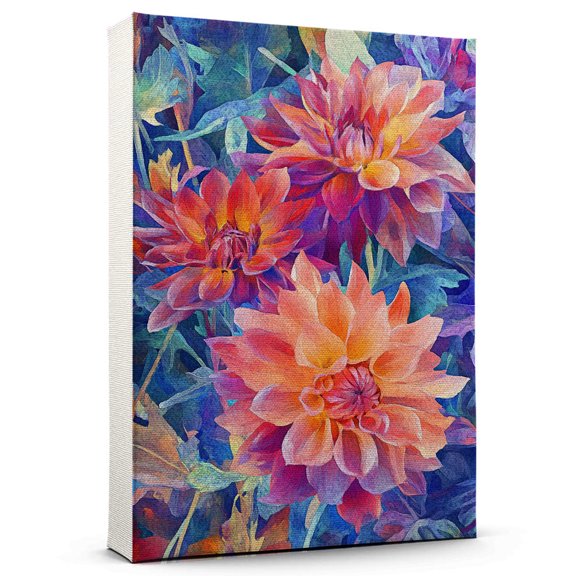 Dahlia Flower Canvas Wall Art 8x12 inches - Rustic Vintage Dahlia Flower Floral Canvas Art for Cottage Bedroom Decor