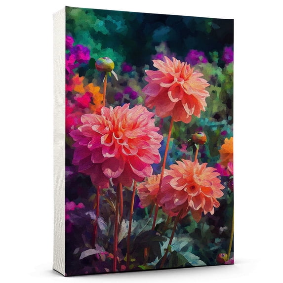 Dahlia Flower Canvas Wall Art 8x12 inches - Vintage Botanical Dahlia Flower Canvas Artwork Rustic Floral Wall Decor for Home