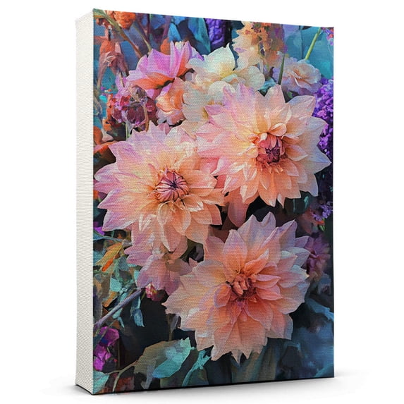Dahlia Flower Canvas Wall Art 8x12 inches - Watercolor Botanical Wall Art Dahlia Flower Vintage Canvas for Bedroom