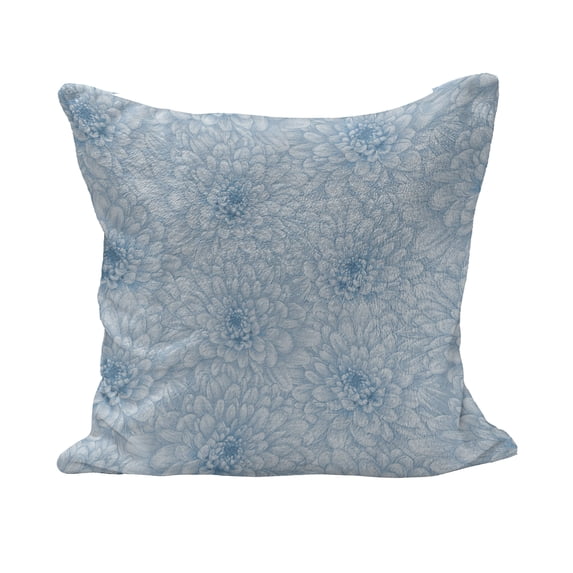 Dahlia Flower Fluffy Throw Pillow Cushion Cover, Retro Style Monochrome Pastel Water Cane Petals Pattern with Disc Florets Print, Decorative Square Accent Pillow Case, 36" x 36", Blue, by Ambesonne