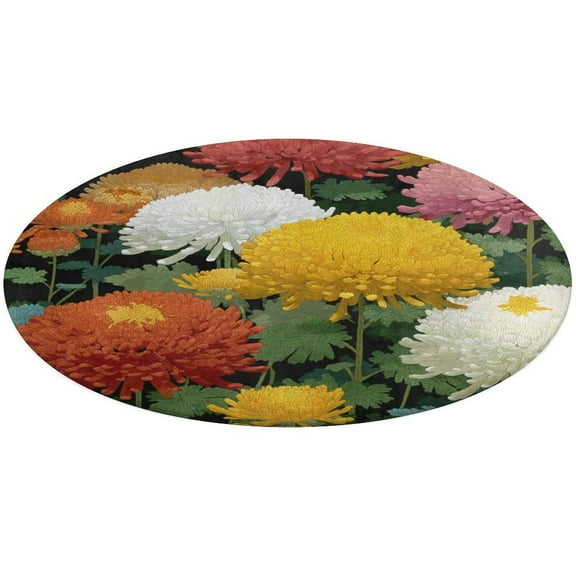 Dahlia Flower Round Carpet Living Room Carpet Modern And Stylish Living Room And Bedroom Decorative Carpet Rocking Chair Mat