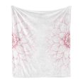 thumbnail image 1 of Dahlia Flower Soft Flannel Fleece Blanket, Simplistic Drawing of Bushy Sunflower Daisy Like Large Petals Image Print, Cozy Plush for Indoor and Outdoor Use, 50" x 70", White and Pink, by Ambesonne, 1 of 5