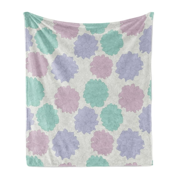 Dahlia Flower Soft Flannel Fleece Throw Blanket, National Local Mexican Flower Aztec Culture Perennial Roots Plant, Cozy Plush for Indoor and Outdoor Use, 50" x 70", Multicolor, by Ambesonne