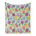 thumbnail image 1 of Dahlia Flower Soft Flannel Fleece Throw Blanket, Vibrant Victorian Renaissance Medieval Motifs Retro Ombre Insprired Floret, Cozy Plush for Indoor and Outdoor Use, 50" x 60", Multicolor, by Ambesonne, 1 of 5
