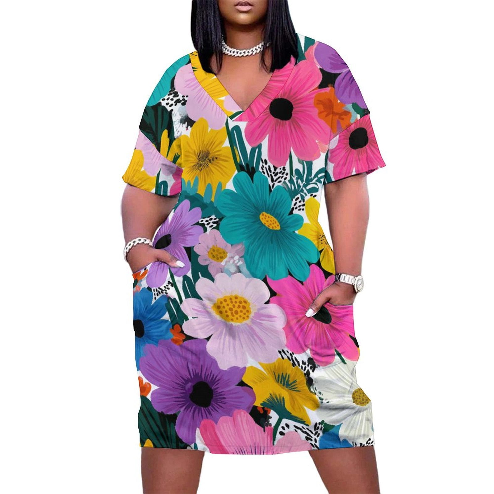 Halter V-neck Short Lace Dresses Sunset Plus Size