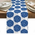 thumbnail image 1 of Dahlia Flower Table Runner - 108 Inch Long, Kitchen Dining Table Runner Dresser Scarves, Farmhouse Botanical Blue Grey Floral Farmhouse Decor for Coffee Tables Wedding Party Banquet, 1 of 8