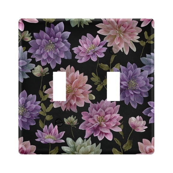 Dahlia Flower with Multicolor Light Switch Cover Electrical Outlet Cover Replaceable Wall Plates 2-Gang