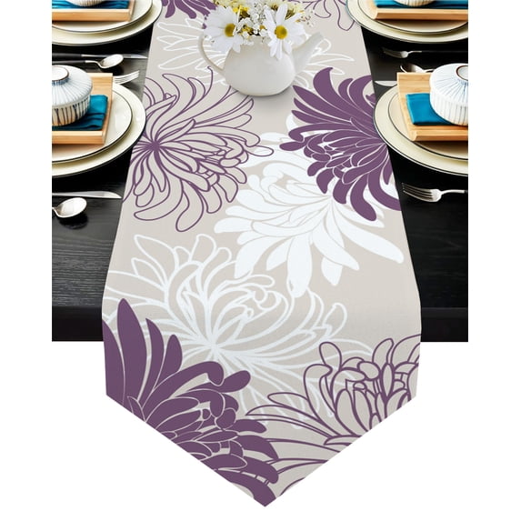 Dahlia Gray Green Black Flower Table Runners Tablecloths Decoration Vintage Wedding Party Table Runner Small Stain Resistant