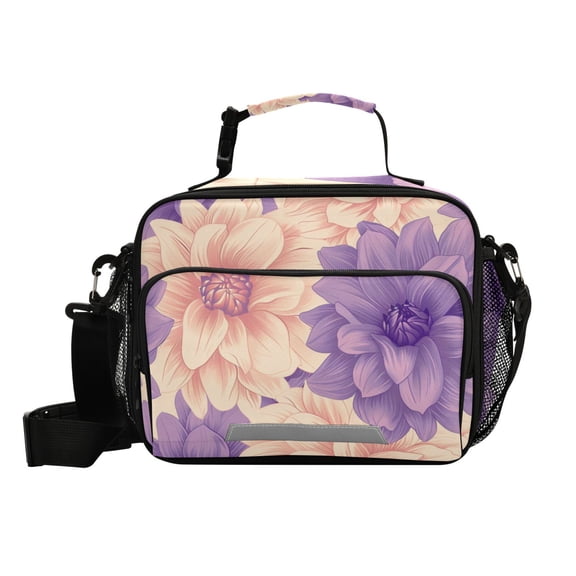 Dahlia Hand Painted Insulated Lunch Bag Portable Cooler Bag Mommy Bag Large Capacity 6L