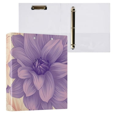 Dahlia Hand Painted Round Ring Binder 3 Rings 1.5" Capacity File Storage for A4 Size 1 Pack