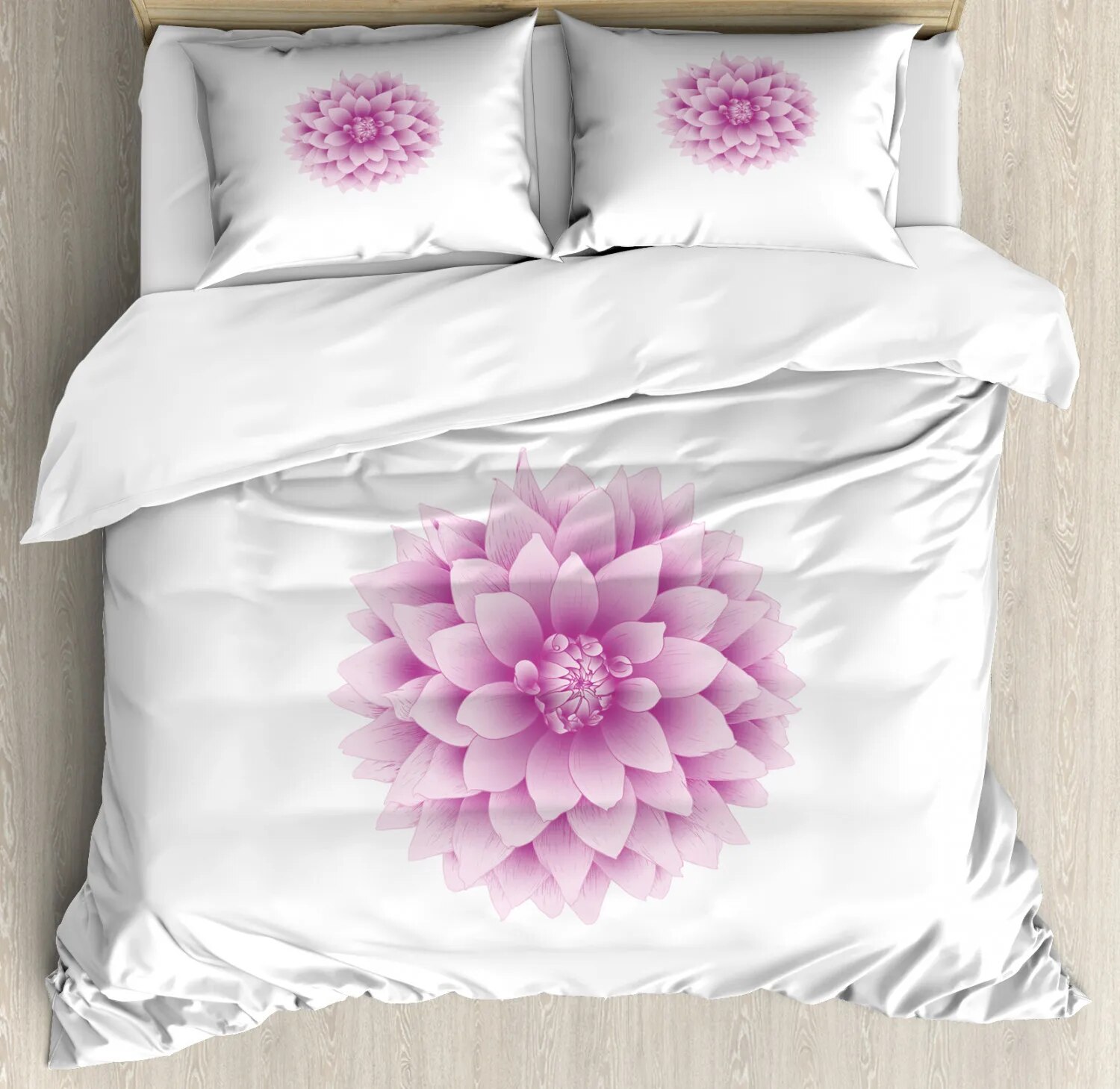 Dahlia King/ Size Duvet Cover Set Sketching of A Colossal Dahlia Retro