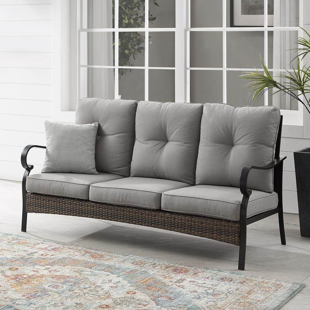 Dahlia Outdoor Metal And Wicker Sofa Set Taupe/Matte Black Sansujyuku sansujyuku.com