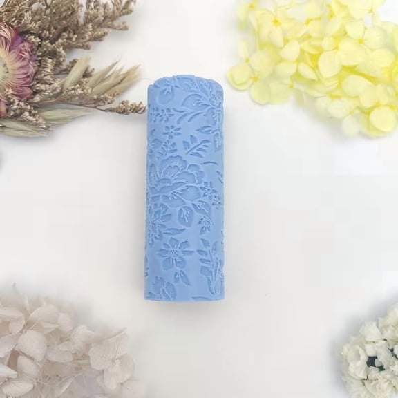 Dahlia Pattern Polymer Clay Embossing Roller - Durable Plastic Stamp for Jewelry and Craft Projects