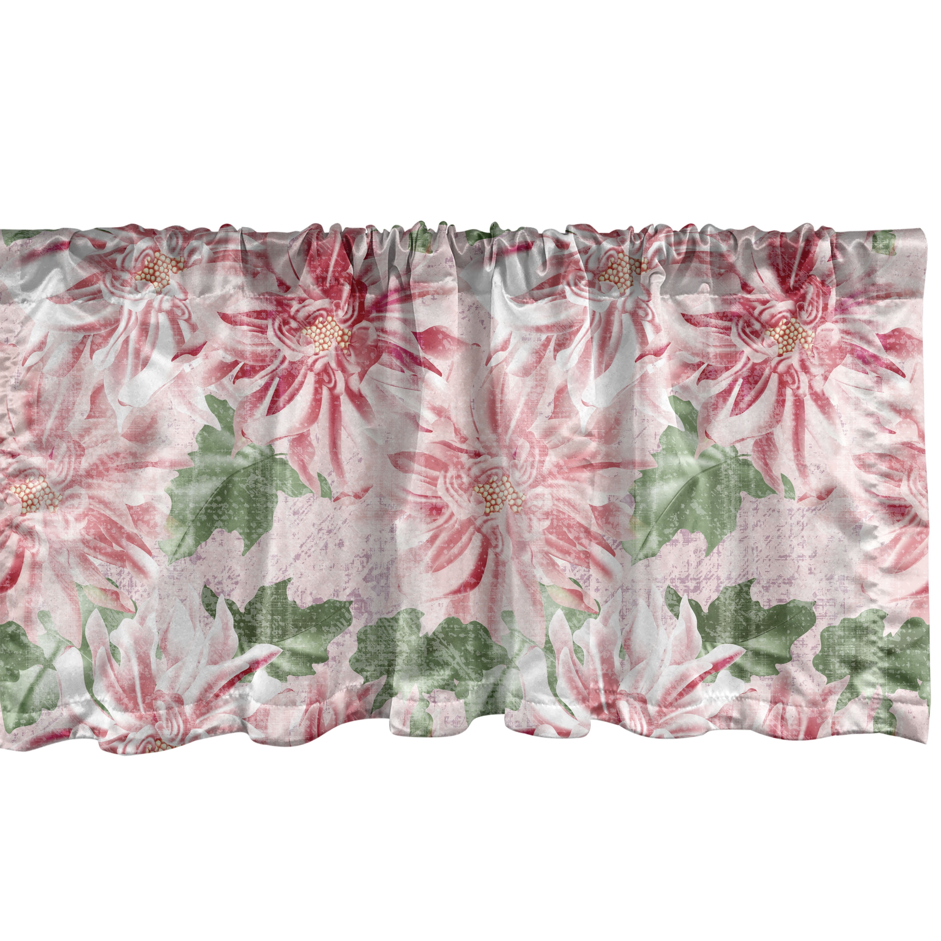 Dahlia Pattern Window Valance, Vintage Boho Design Flower Pattern With ...
